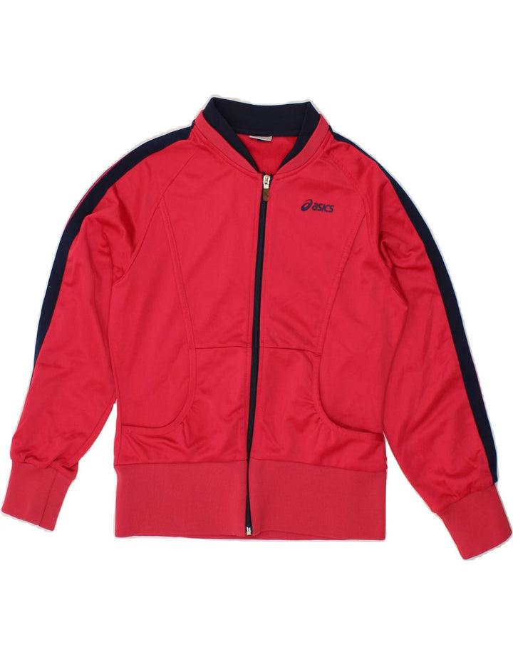 ASICS Girls Tracksuit Top Jacket 13-14 Years Pink Polyester Vintage Asics and Second-Hand Asics from Messina Hembry 