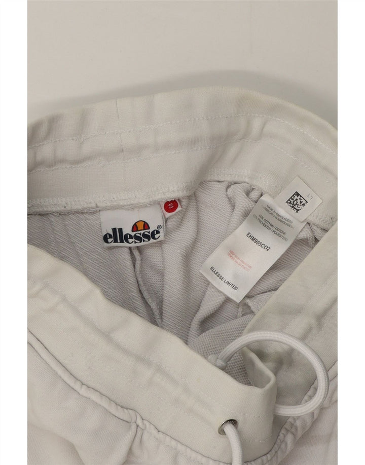 Ellesse Pantaloni da tuta da uomo con grafica Joggers piccoli in cotone bianco