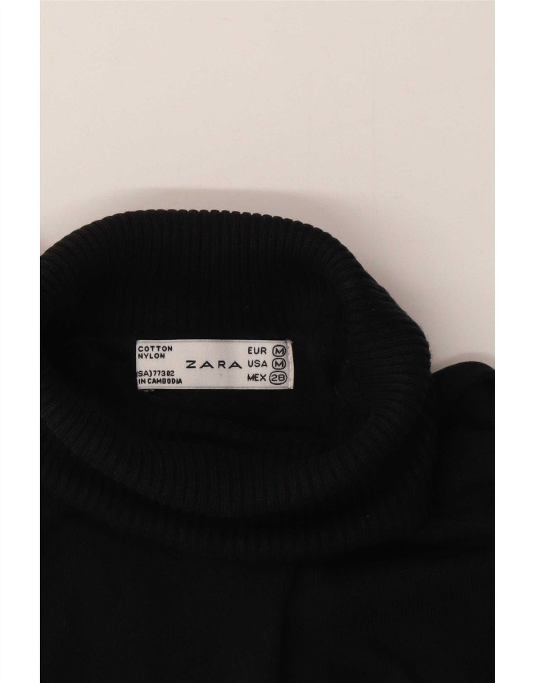 Maglione corto da donna Zara con collo alto, UK 12, cotone nero medio