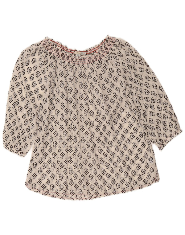 Boden Camicetta da donna con maniche a 3/4 Top UK 12 Viscosa floreale bianca media