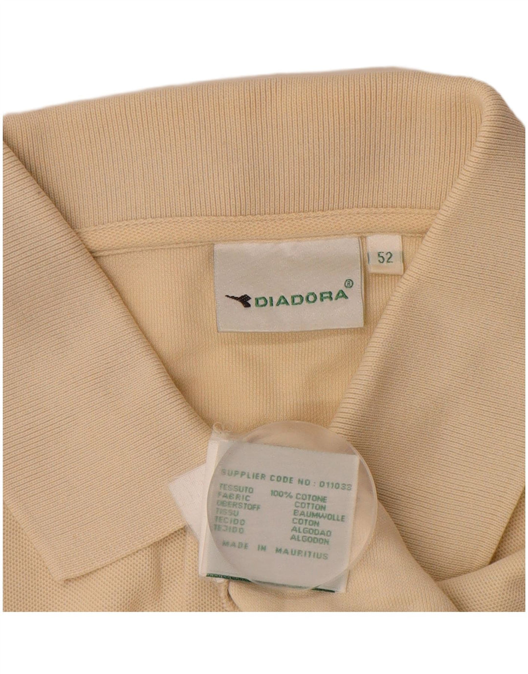 Polo DIADORA Uomo IT 52 Large Beige Cotone