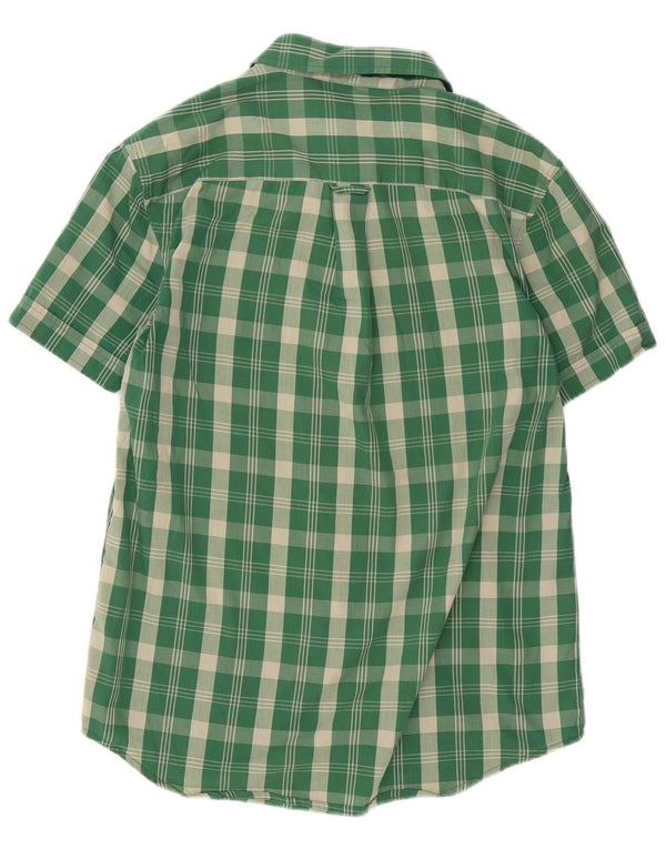 Penguin Camicia da uomo Heritage a maniche corte slim fit in cotone a quadri verde medio