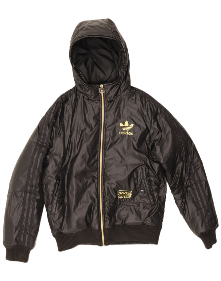 Giacca imbottita con cappuccio da uomo Adidas UK 36 piccola poliestere nera