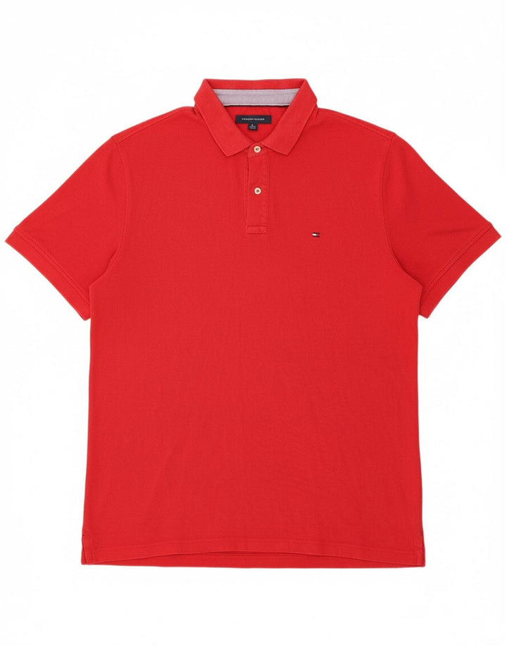 TOMMY HILFIGER Mens Polo Shirt XL Red Cotton