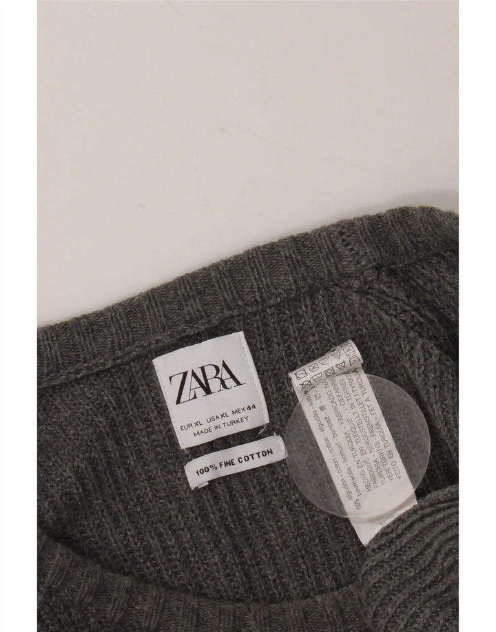 Maglione Zara da uomo con scollo a barca XL in cotone grigio