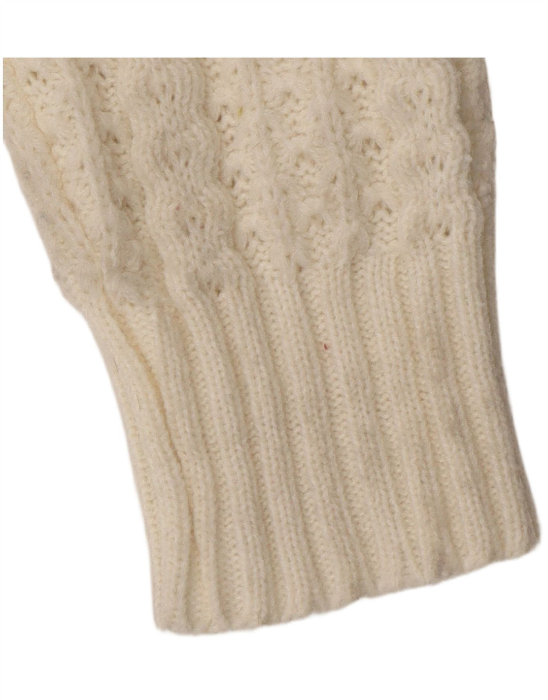 Maglione cardigan da donna vintage UK 16 grande poliacrilico bianco