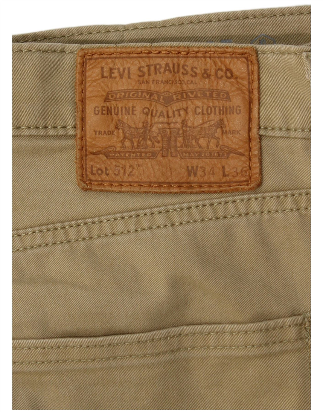 LEVI'S Pantaloni casual affusolati slim 512 da uomo W34 L36 in cotone beige