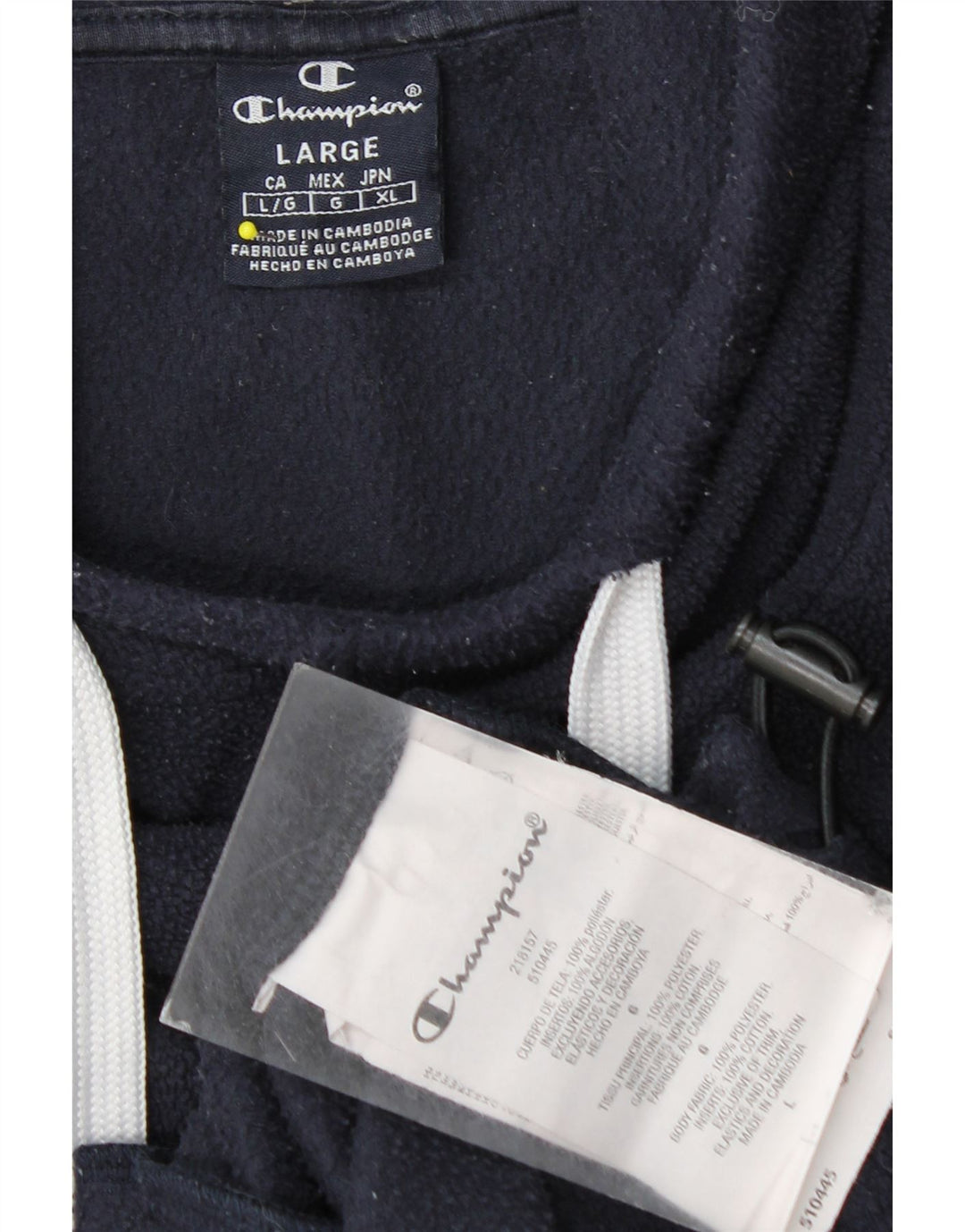 Maglione in pile con cappuccio grafico da uomo Champion, grande in poliestere blu navy
