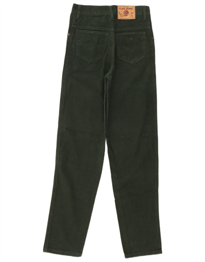 Jeans slim a vita alta da donna VINTAGE EU 36 piccolo W28 L31 cotone verde