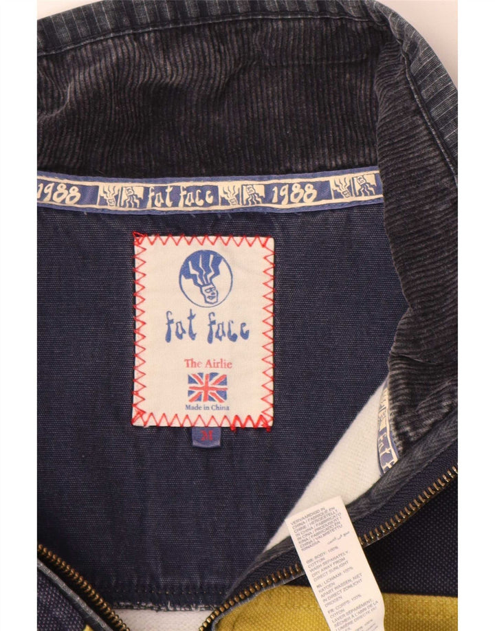 Felpa da uomo con collo con zip Fat Face, maglione medio, blu navy, color block