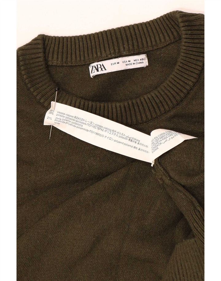 Zara Maglione girocollo da uomo in viscosa color kaki medio