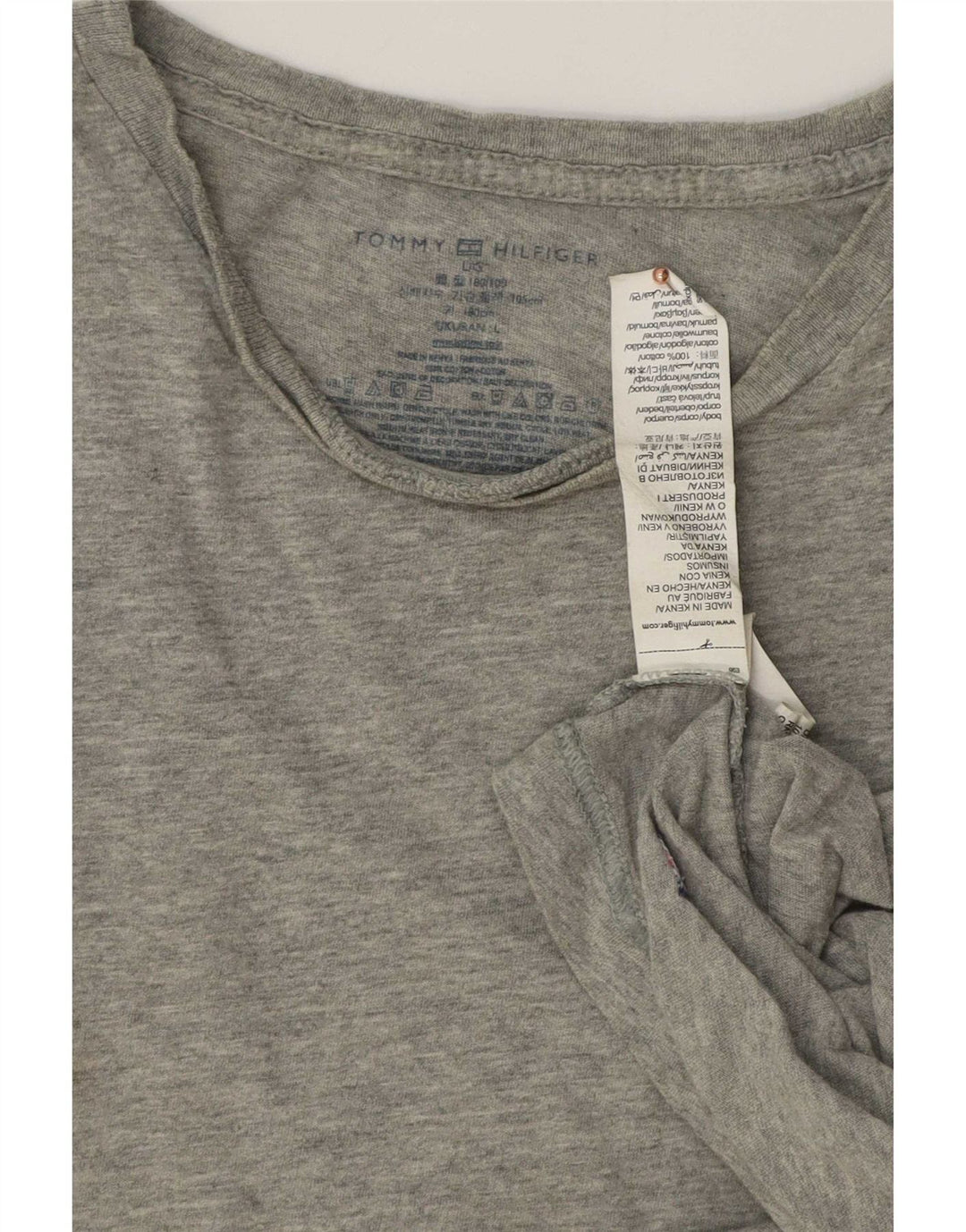 T-shirt da uomo Tommy Hilfiger Top grande in cotone grigio