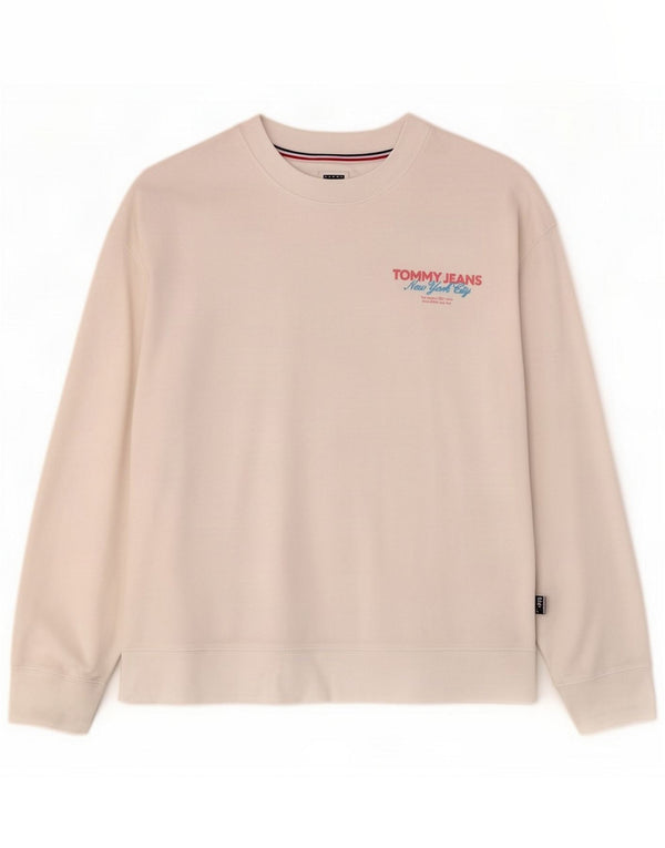 Tommy Hilfiger Felpa con grafica da donna UK 14 Cotone bianco medio