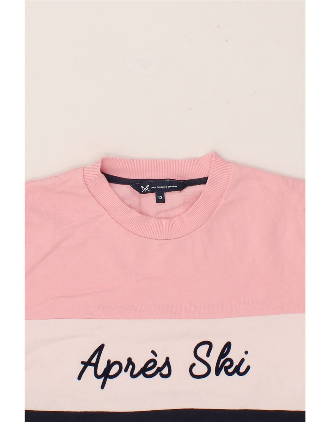 CREW CLOTHING Womens Graphic Sweatshirt Jumper UK 12 Medium Multicoloured Vintage Crew Clothing and Second-Hand Crew Clothing from Messina Hembry 