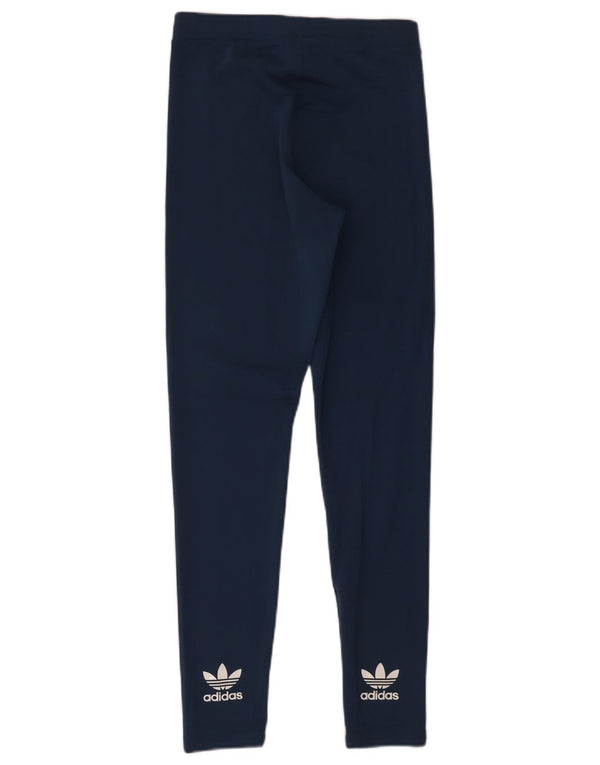 Leggings grafici da donna Adidas UK 10 Small poliestere blu navy