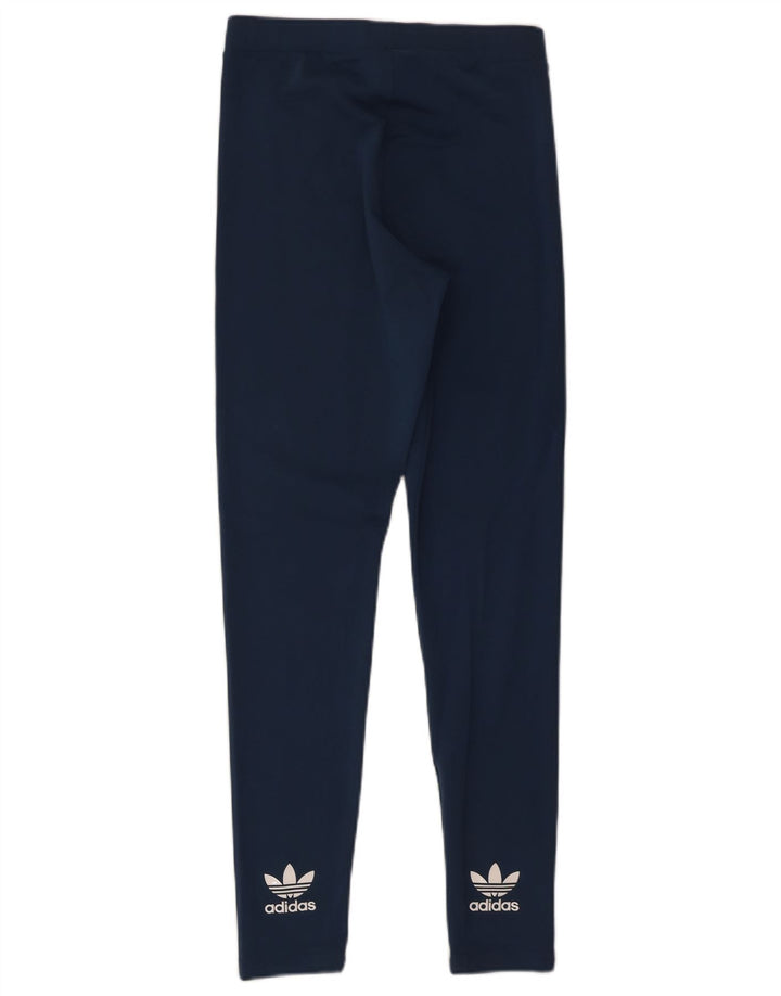 Leggings grafici da donna Adidas UK 10 Small poliestere blu navy