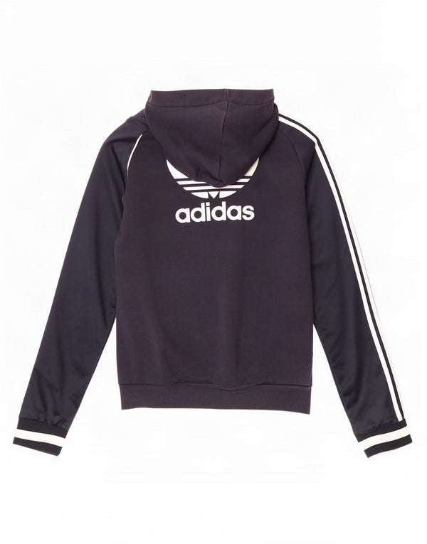 Giacca da tuta da donna con cappuccio Adidas UK 10 Small Poliestere blu navy