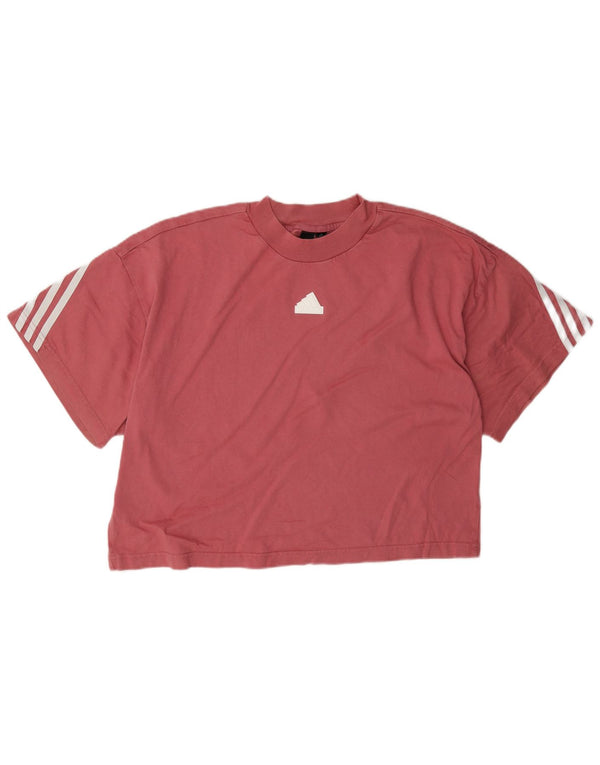 T-shirt corta da donna Adidas UK 16/18 grande rosa cotone