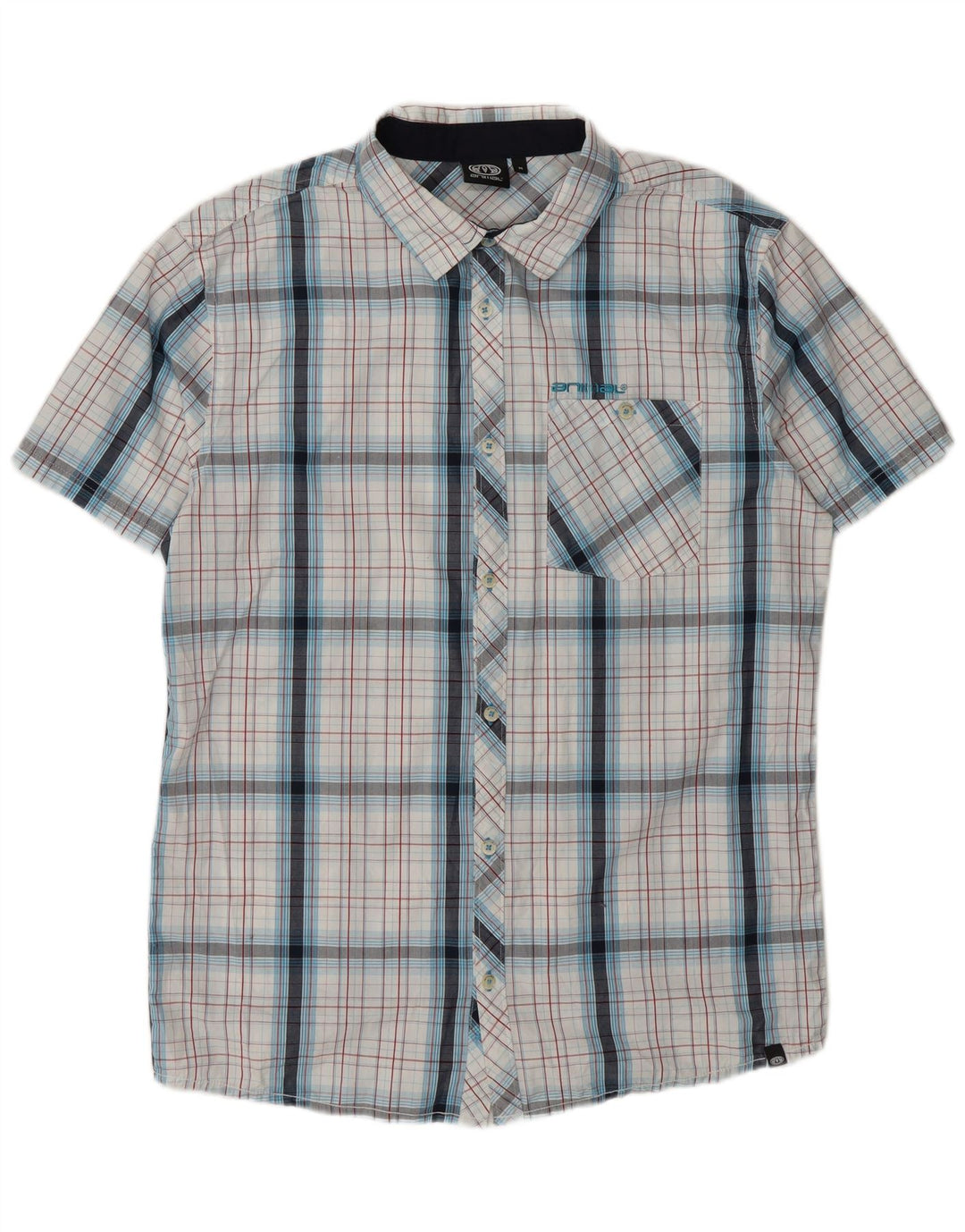 Camicia a maniche corte da uomo Animal in cotone a quadri bianco medio