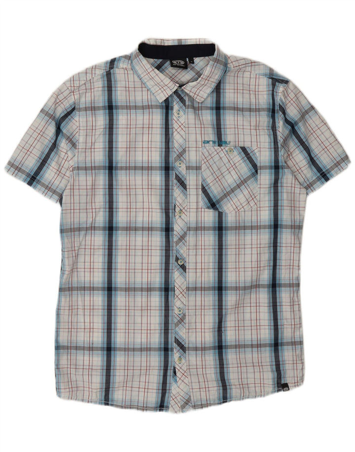 Camicia a maniche corte da uomo Animal in cotone a quadri bianco medio