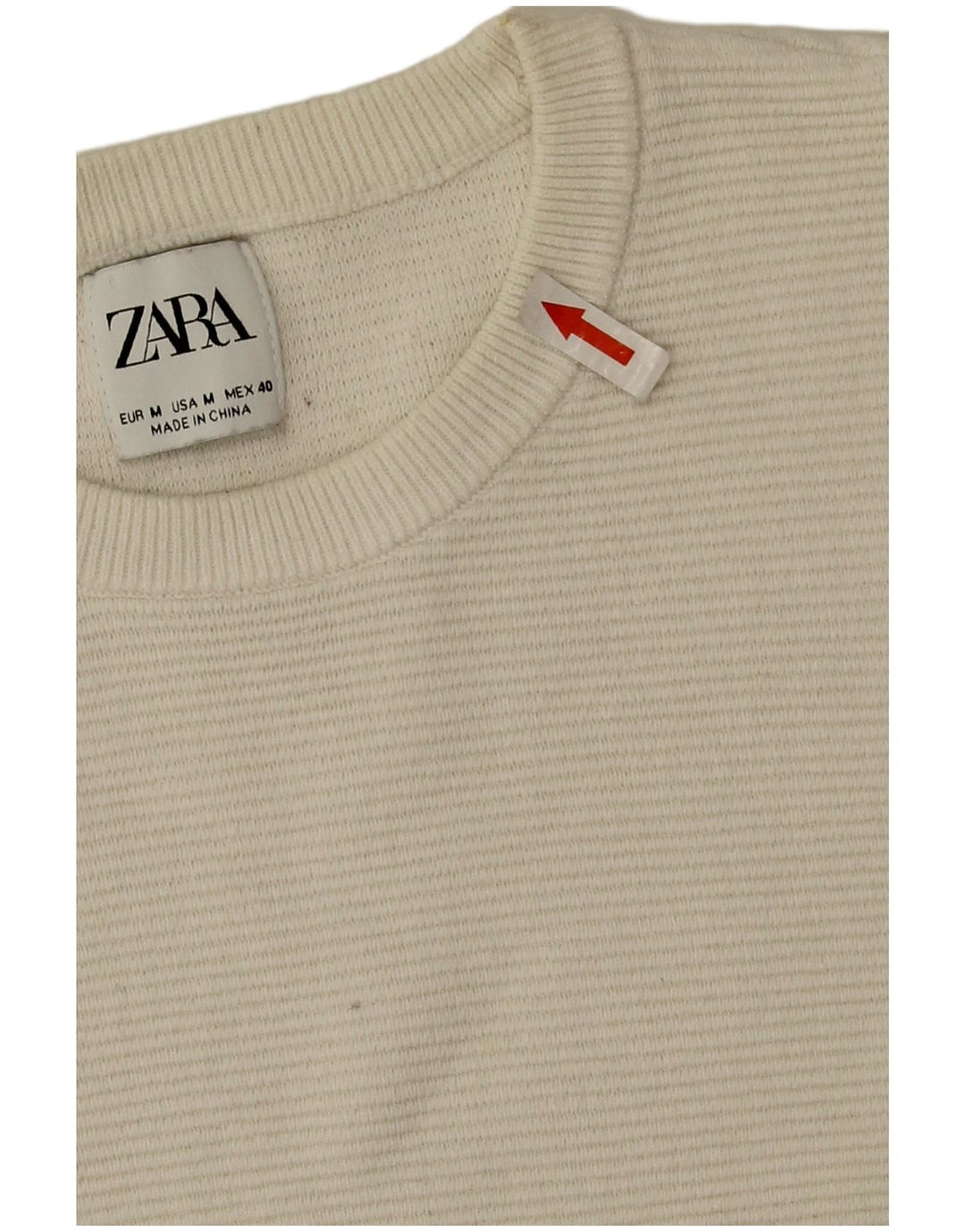 Maglione maglione girocollo da uomo Zara in cotone bianco medio