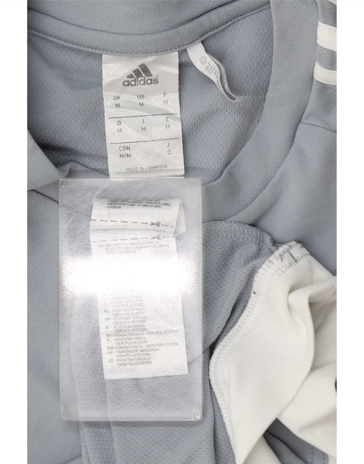 T-shirt da uomo Adidas Top in poliestere color block blu medio