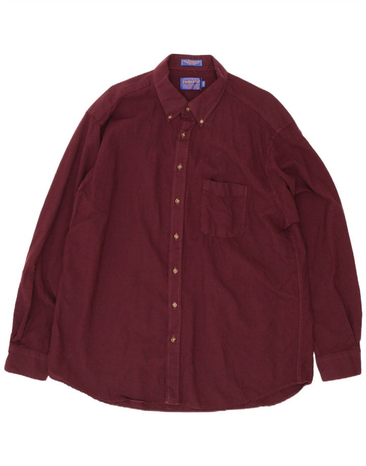 Pendleton Camicia lunga da uomo in flanella 2XL Lana bordeaux