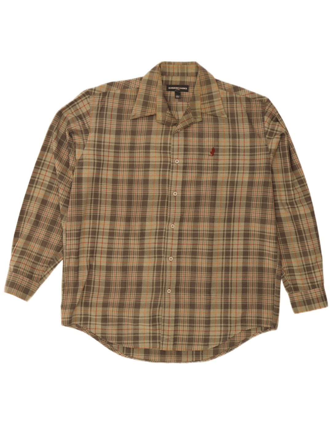 Marlboro Classics Camicia in flanella da uomo a quadri kaki grandi
