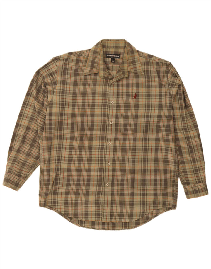 Marlboro Classics Camicia in flanella da uomo a quadri kaki grandi
