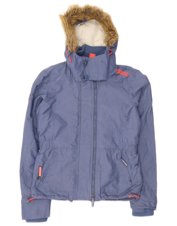 Giacca a vento Sherpa da donna con cappuccio Superdry UK 14 Blu medio