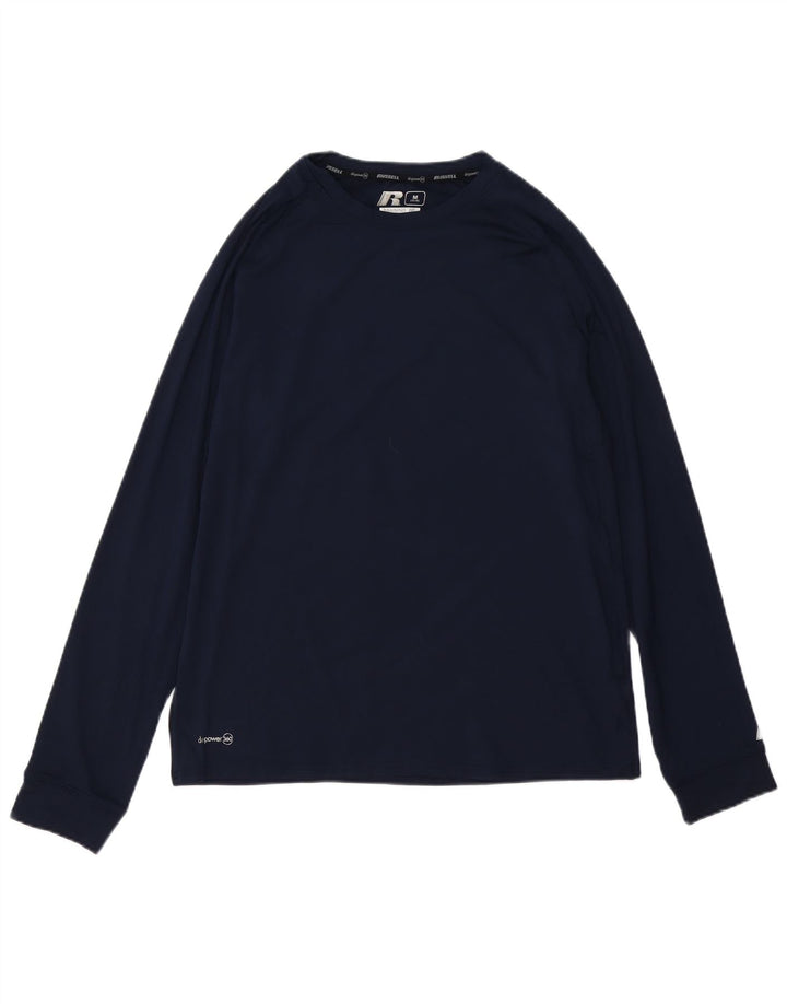 RUSSELL ATHLETIC Top da uomo a maniche lunghe UK 38/40 Poliestere blu navy medio