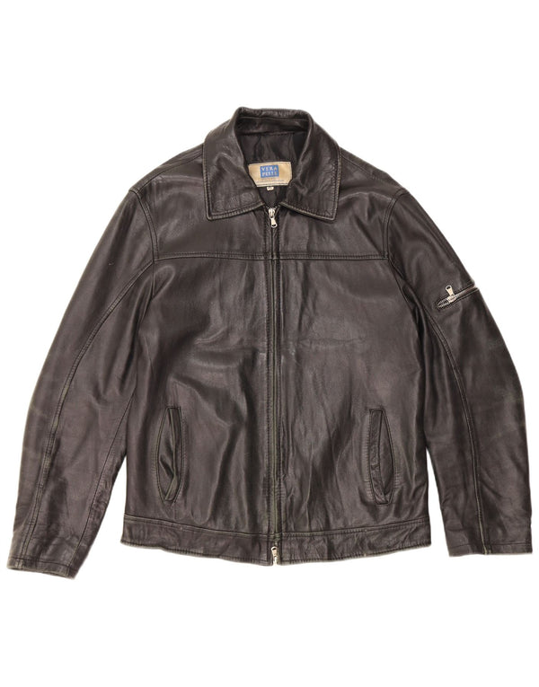 Lavorazione Artigianale Giacca in Pelle Uomo IT 48 Media Pelle Nera