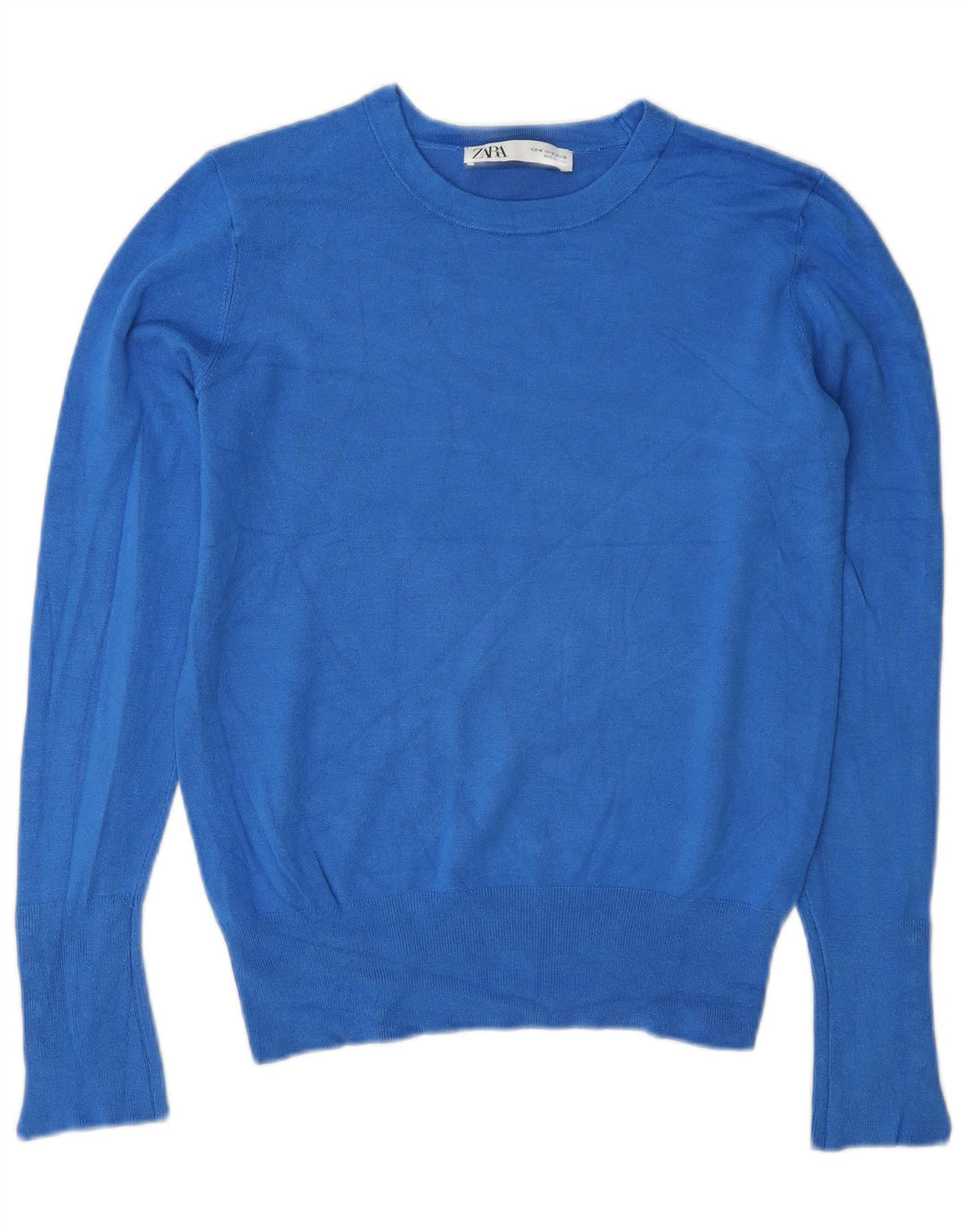 Maglione maglione girocollo da donna Zara UK 12 Viscosa blu medio