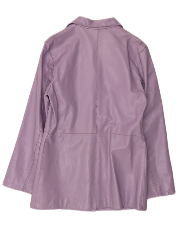 Giacca in pelle vintage da donna UK 14 grande viola