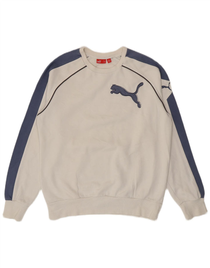Puma Felpa con grafica da uomo Maglione Medium White Colourblock