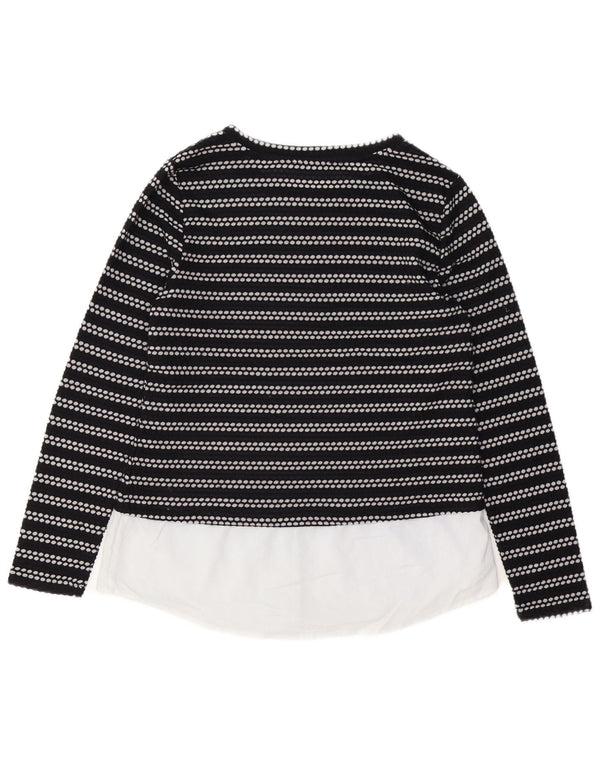 CALVIN KLEIN Top da donna a maniche lunghe UK 12 medio nero a righe