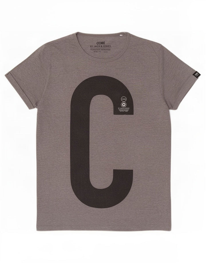 Jack & Jones T-shirt grafica da uomo Core Top grande in poliestere grigio