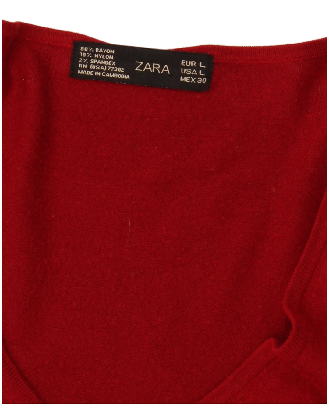 Maglione da donna con scollo a V Zara UK 14 grande rayon rosso
