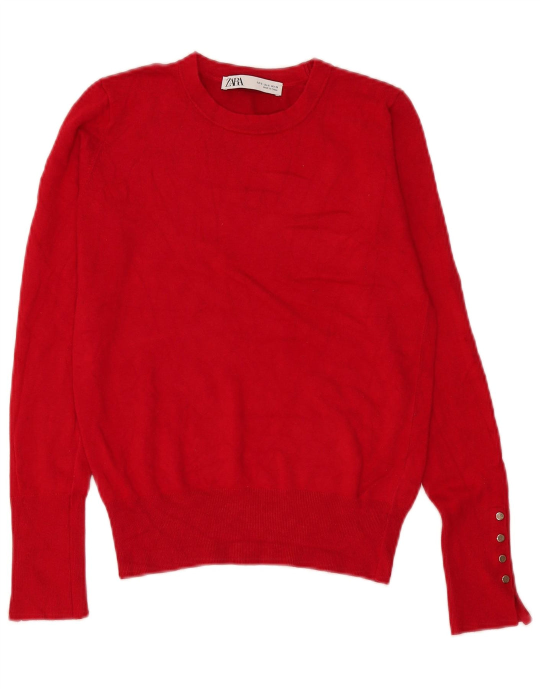 Maglione maglione girocollo da donna Zara UK 10 piccolo rosso viscosa