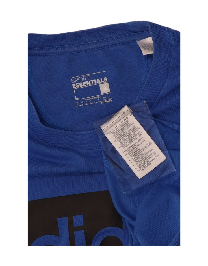ADIDAS Mens Climalite Graphic T-Shirt Top Large Blue Cotton
