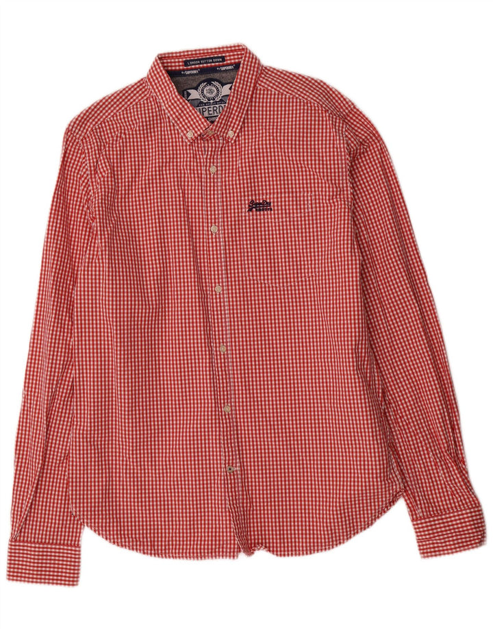 Camicia da uomo Superdry XL in cotone a quadretti rossi