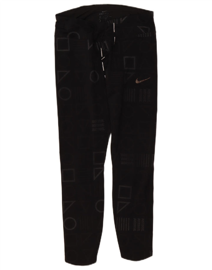 Leggings grafici Nike Dri Fit da donna UK 14 medio nero geometrico