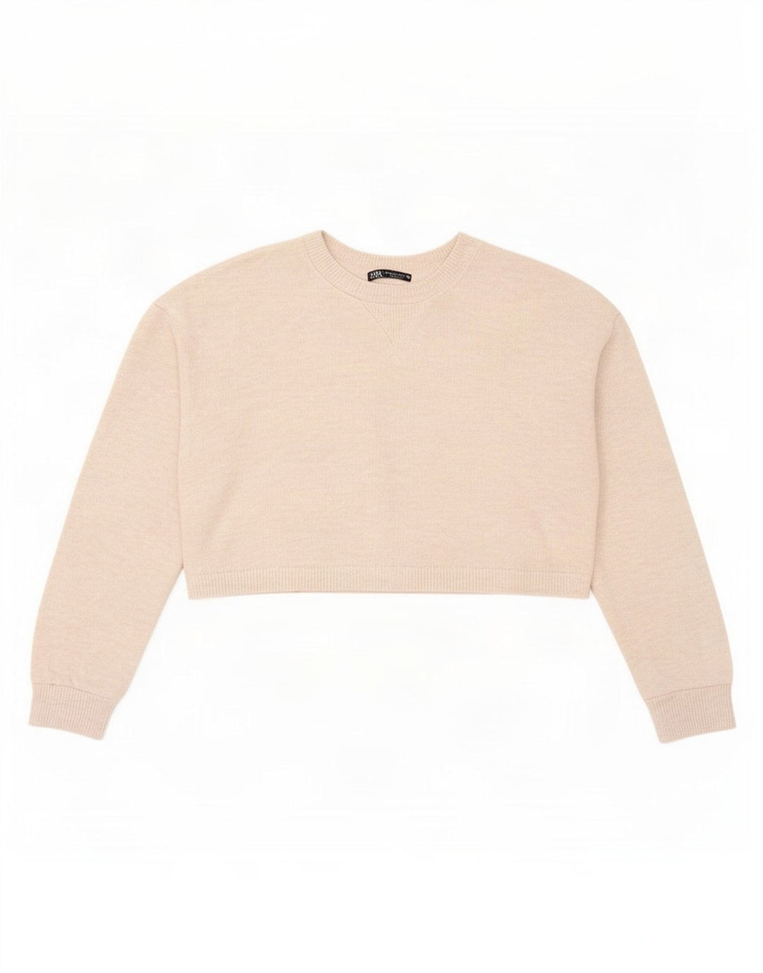 Top corto oversize da donna Zara a maniche lunghe UK 10 piccolo poliestere beige