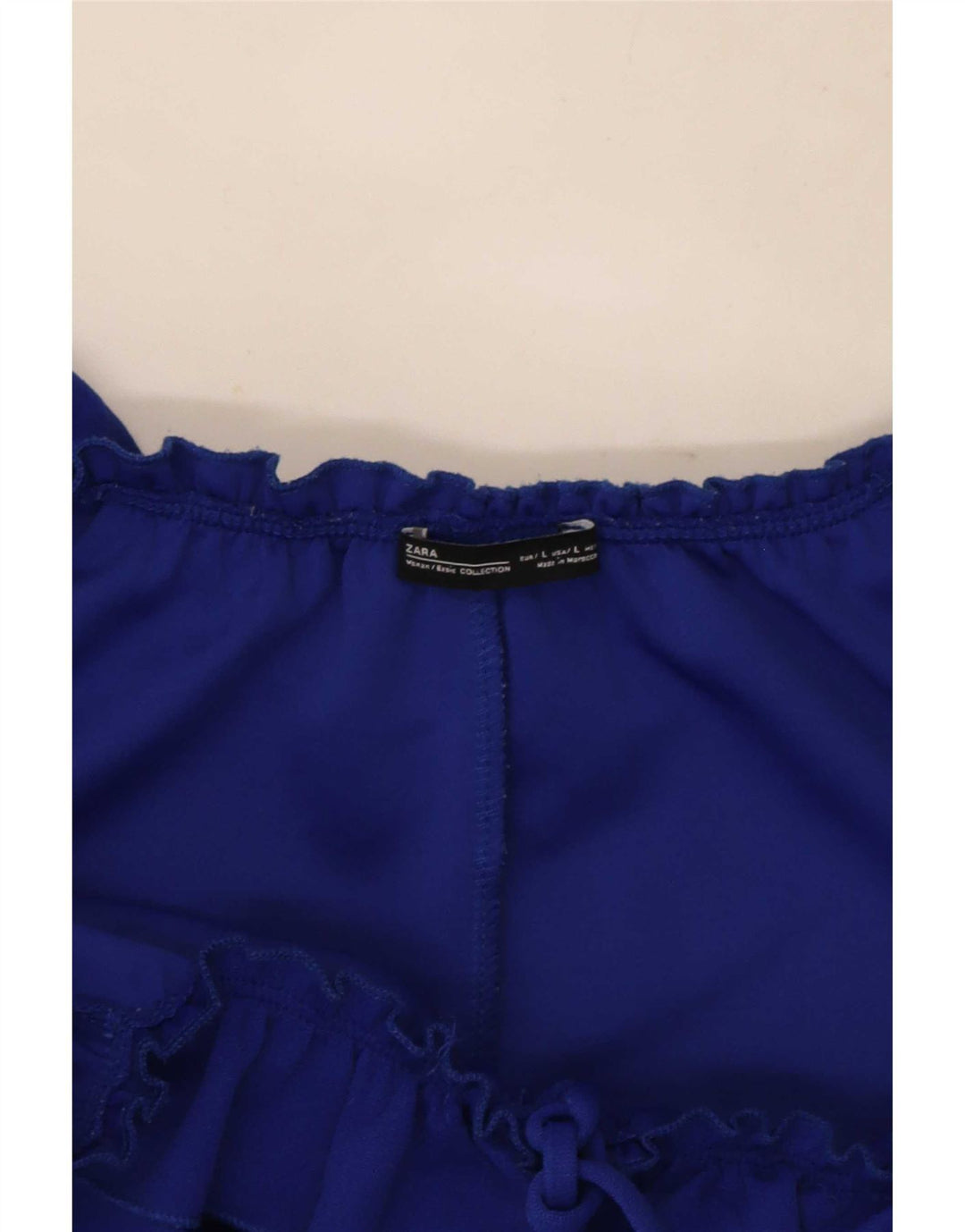 Abito Zara da donna con spalle scoperte con volant UK 14 grande blu