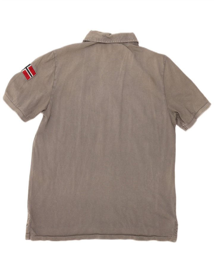 NAPAPIJRI Mens Polo Shirt Large Grey Cotton