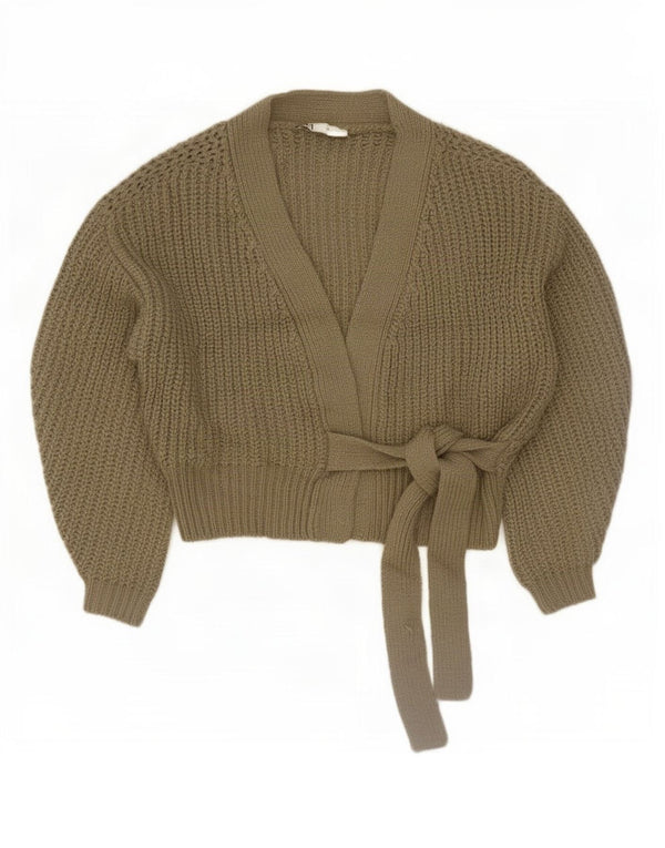 Maglione cardigan avvolgente corto da donna Zara UK 14 Acrilico kaki medio