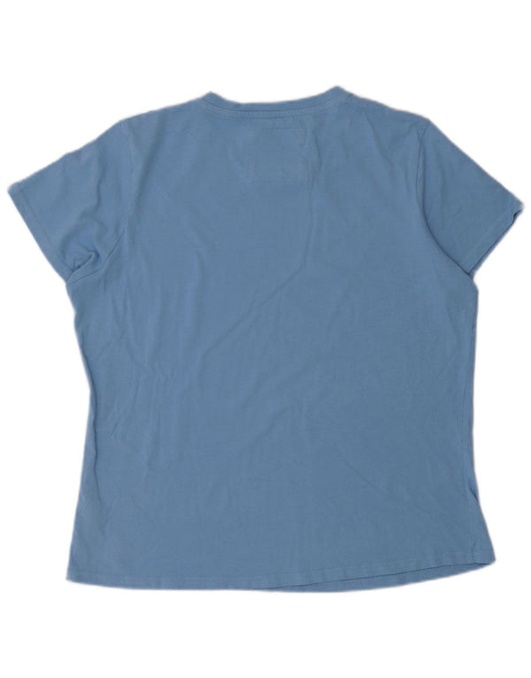Crew Clothing T-shirt grafica da donna Top UK 16 grande cotone blu