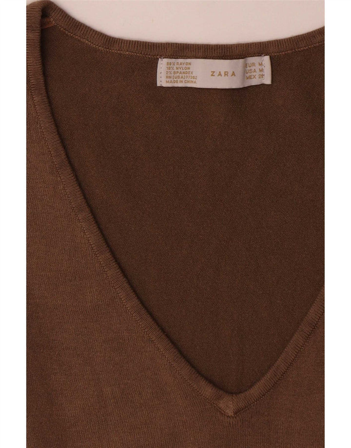 Abito maglione a maniche lunghe da donna Zara UK 12 Marrone medio