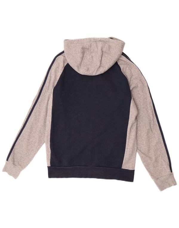 Maglione con cappuccio e zip da uomo Adidas piccolo in cotone color block blu navy