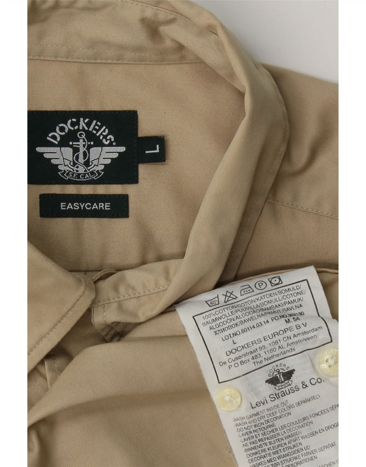 DOCKERS Mens Easy Care Shirt Large Beige Cotton Vintage Dockers and Second-Hand Dockers from Messina Hembry 